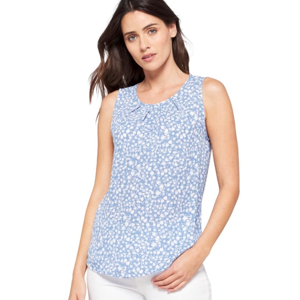 41 Hawthorn Lexie Sleeveless Pleated Blouse EUC | Medium | Blue